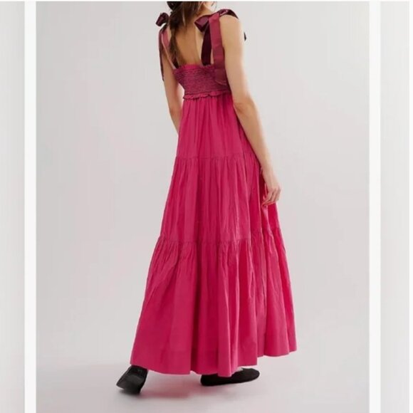 Free People Bluebell Maxi Dress in Sangria Sunset Pink Cotton size M - Picture 3 of 8